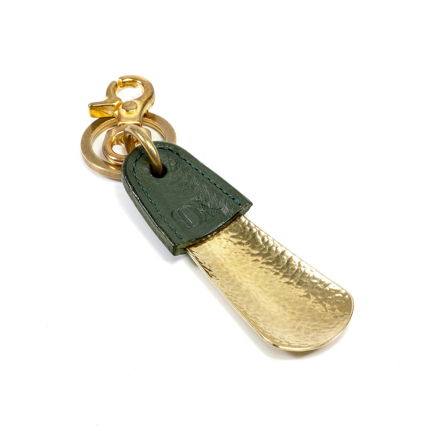 Diarge Brass and Leather Bottle Chasing Shoehorn Shoe Horn Diarge Gold – Green
