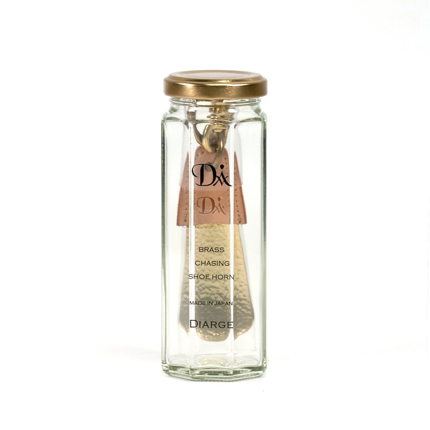 Diarge Brass and Leather Bottle Chasing Shoehorn Shoe Horn Diarge