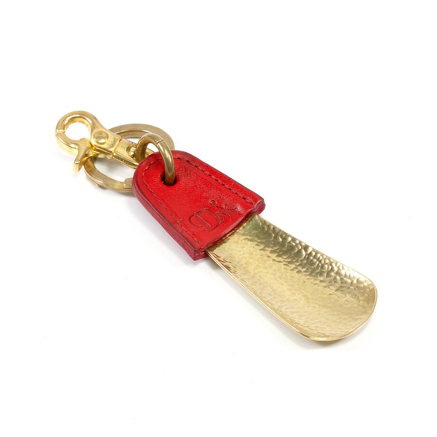 Diarge Brass and Leather Bottle Chasing Shoehorn Shoe Horn Diarge Gold – Red