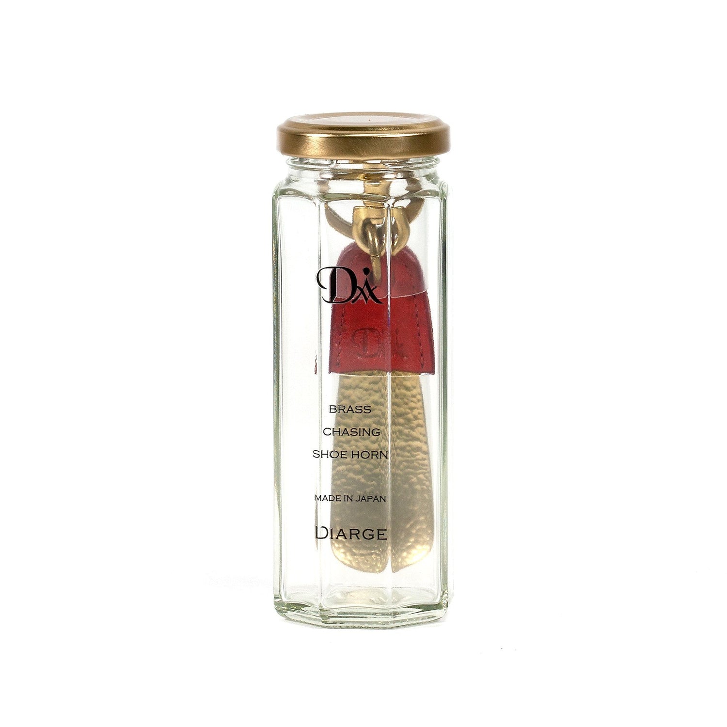 Diarge Brass and Leather Bottle Chasing Shoehorn Shoe Horn Diarge