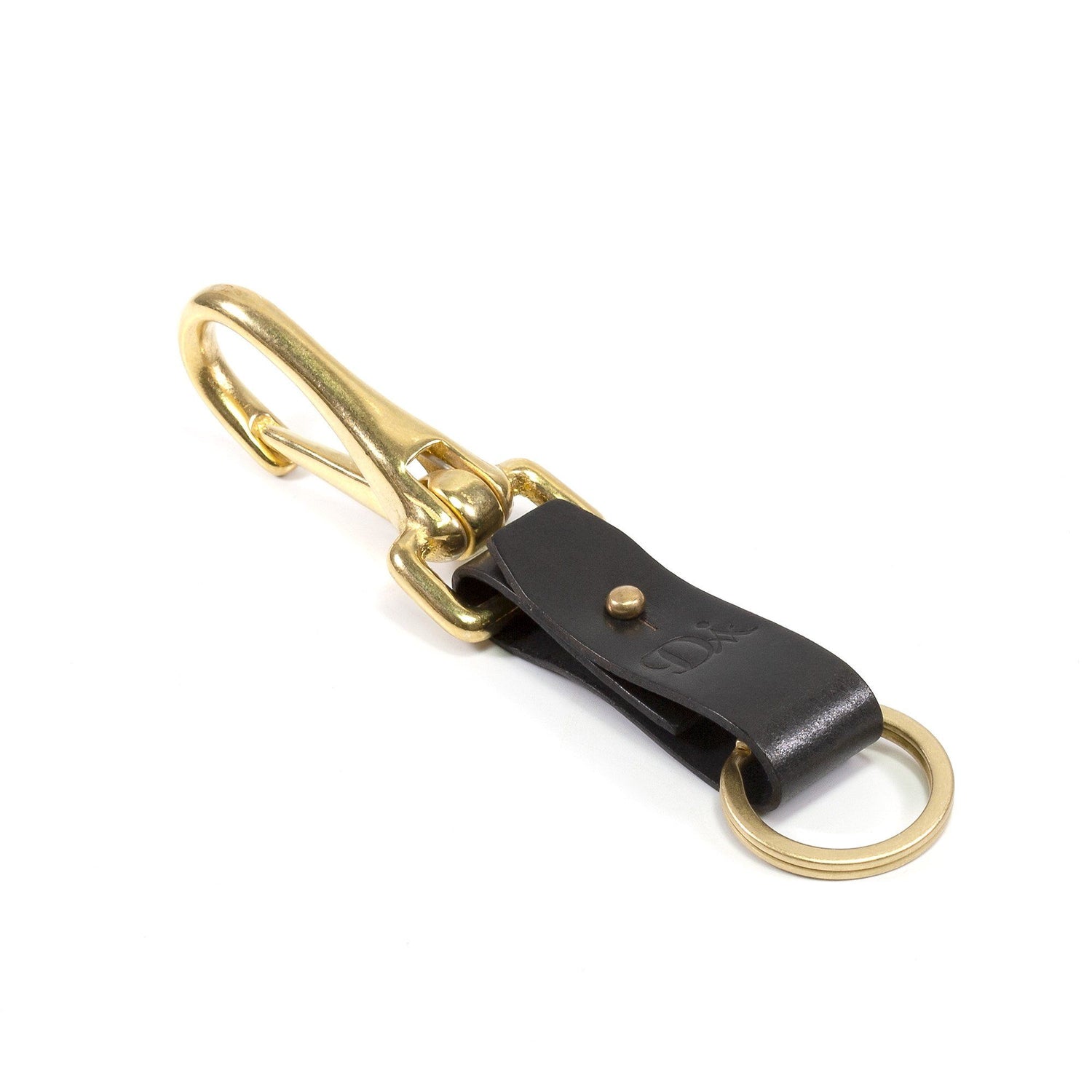 Diarge Brass and Leather Bottle Keyring Keyring Diarge Black