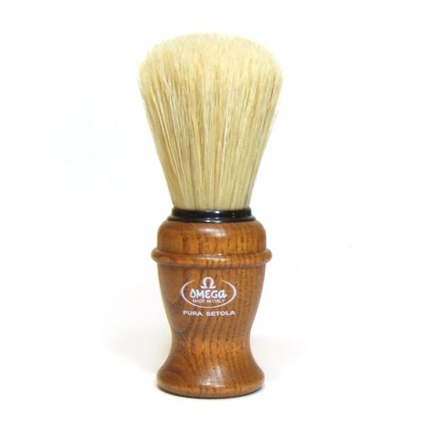 Omega 11137 Boar Bristle Shaving Brush, Wood Handle Boar Bristles Shaving Brush Omega