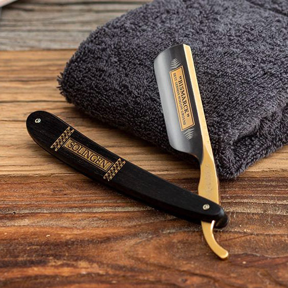 DOVO “Bismarck” Straight Razor 6/8”, Ebony Gold Scales Straight Razor DOVO