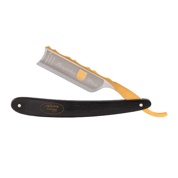 DOVO “Bergischer Löwe” Spanish Point Straight Razor 6/8”, Ebony Wood Scales Straight Razor DOVO