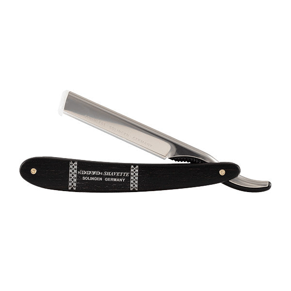DOVO Stainless Steel Shavette, Ebony Handle Straight Razor DOVO