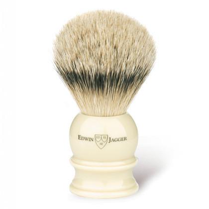 Edwin Jagger Silvertip Handmade English Shaving Brush and Stand in Ivory, Medium Badger Bristles Shaving Brush Edwin Jagger