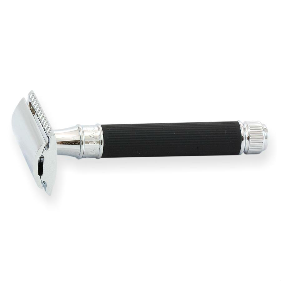 Edwin Jagger Classic Double Edge Safety Razor, Rubber Coated Handle Double Edge Safety Razor Edwin Jagger Black