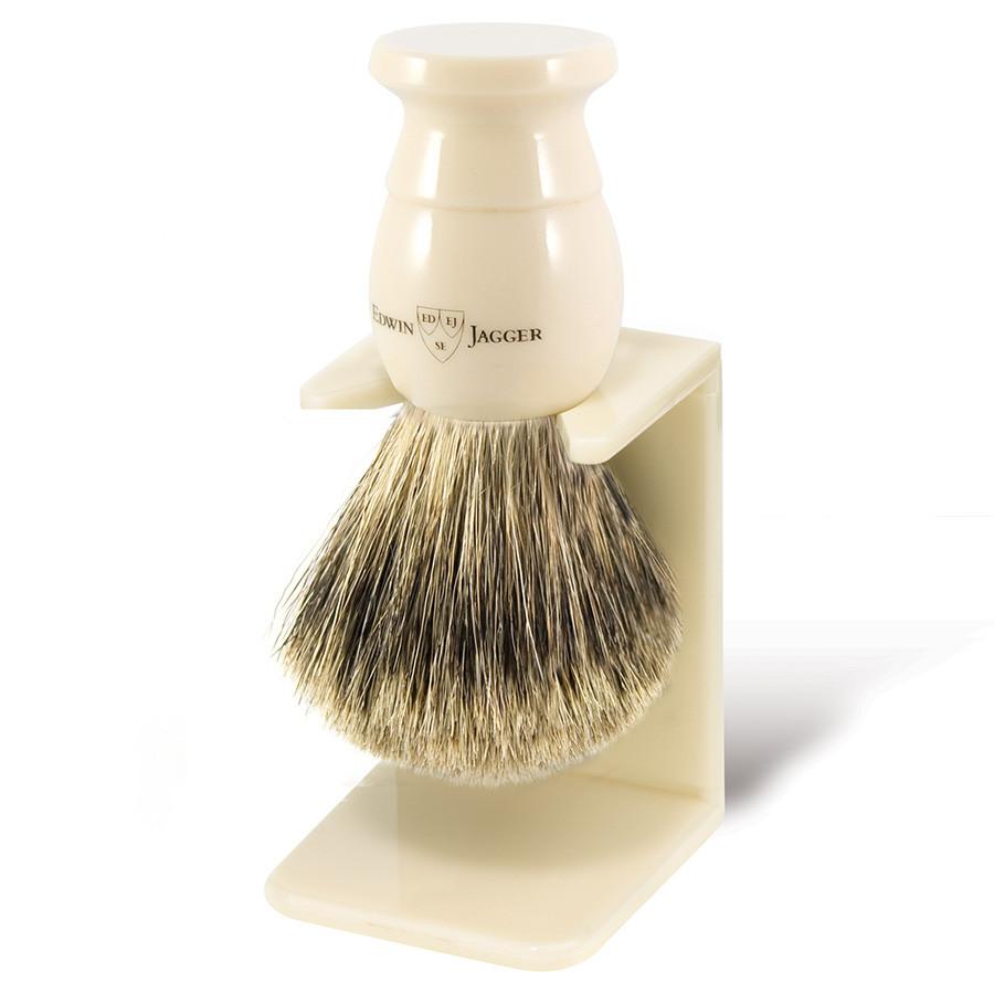 Edwin Jagger Best Badger Shaving Brush and Stand in Ivory, Medium Badger Bristles Shaving Brush Edwin Jagger