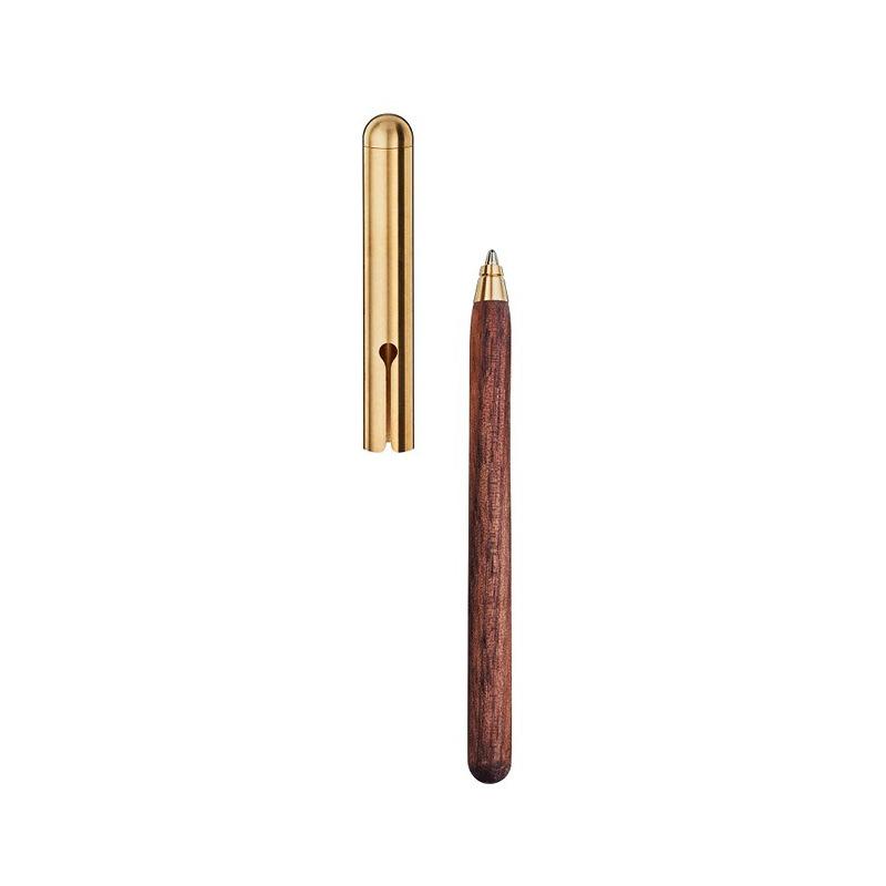 e+m Holzprodukte ‘Style’ Slim Wood Pen with Metal Cap Ball Point Pen e+m Holzprodukte Walnut/Brass