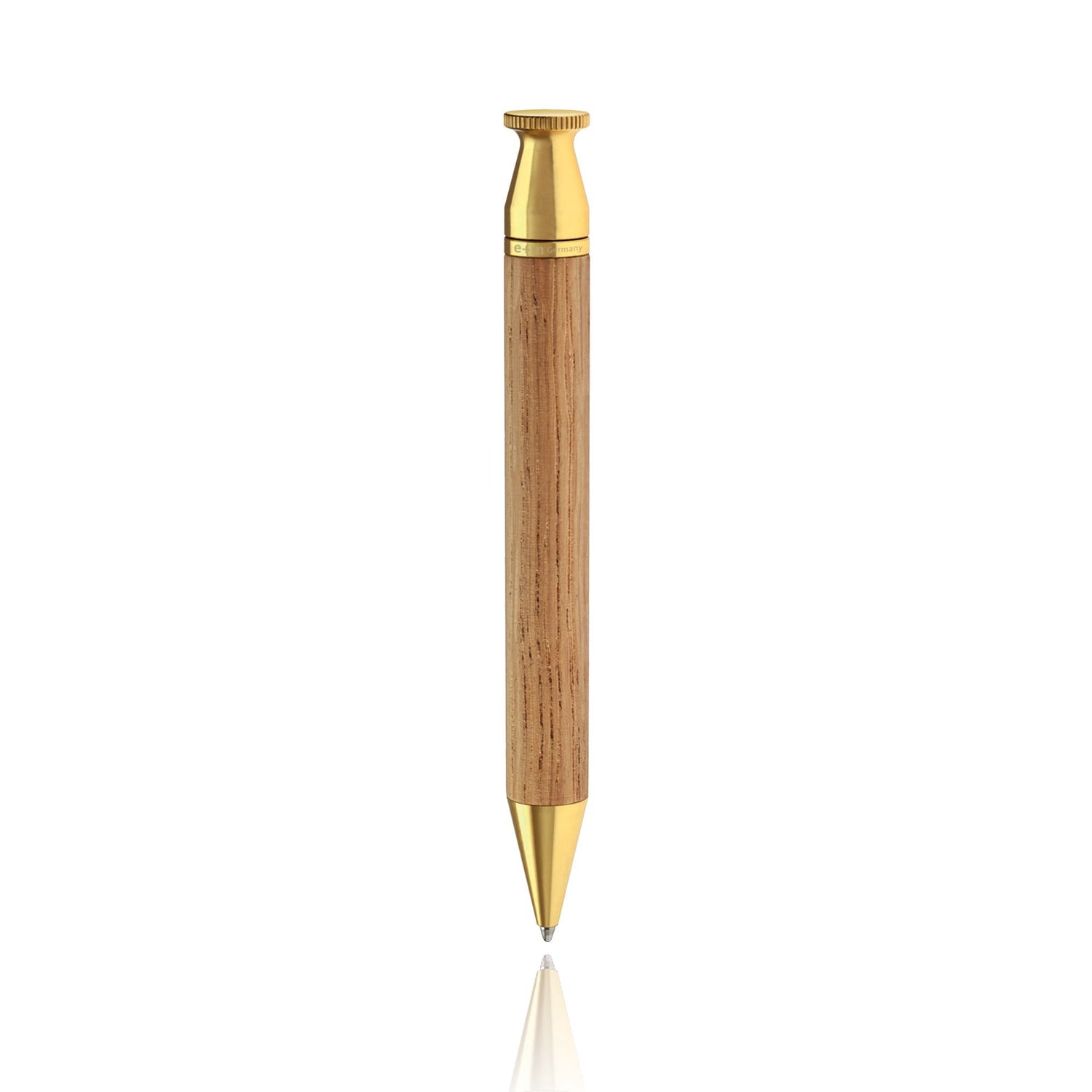e+m Holzprodukte ‘King’ Wooden Ballpoint Pen Ball Point Pen e+m Holzprodukte Light Oak/Brass