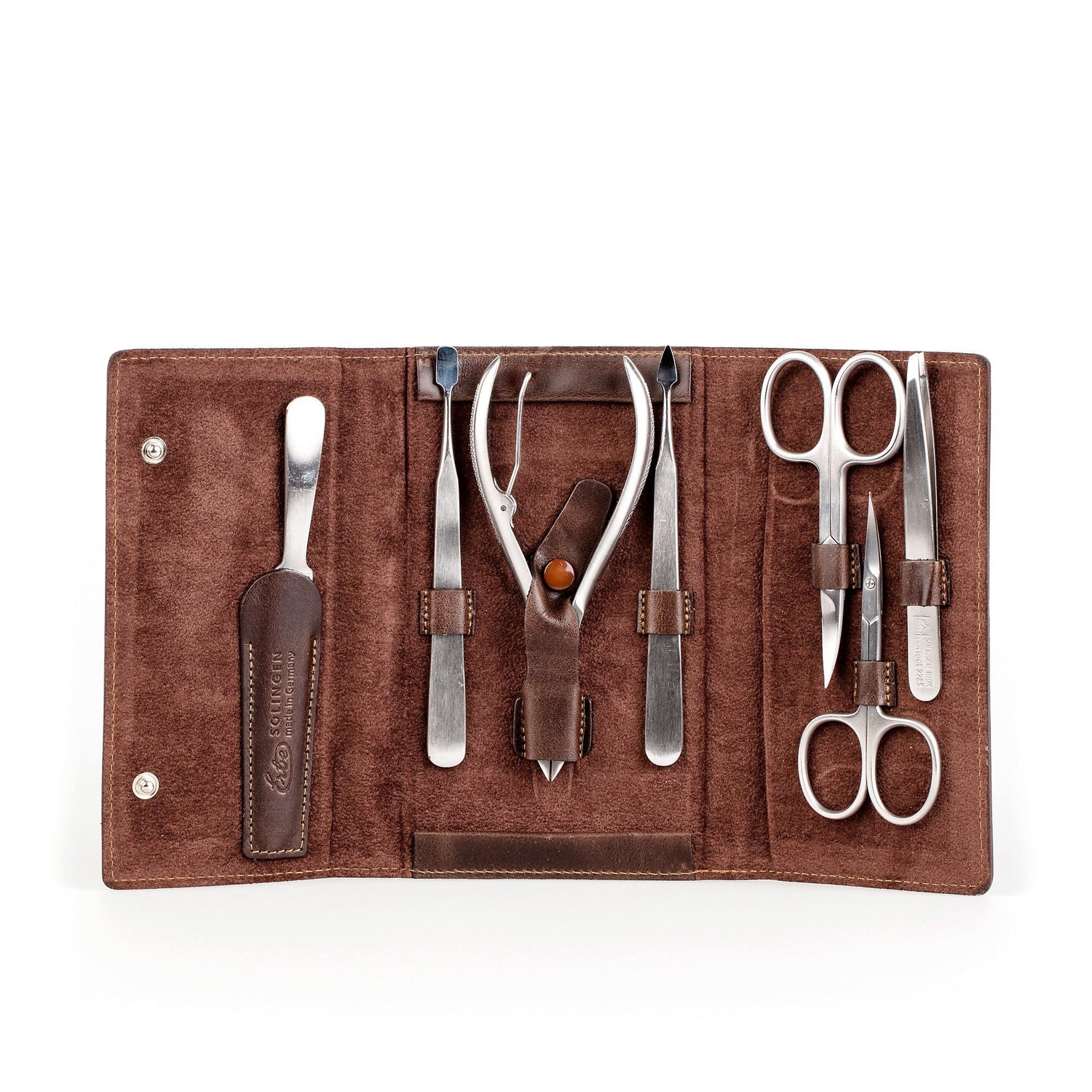 Erbe Solingen 7-Piece Manicure Set, Antique Leather Snap Case Manicure Set Erbe Solingen