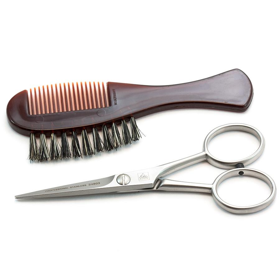 Erbe Solingen 2-Piece Inox Beard Care Set, Carbon Leather Snap Case Beard and Moustache Grooming Erbe Solingen