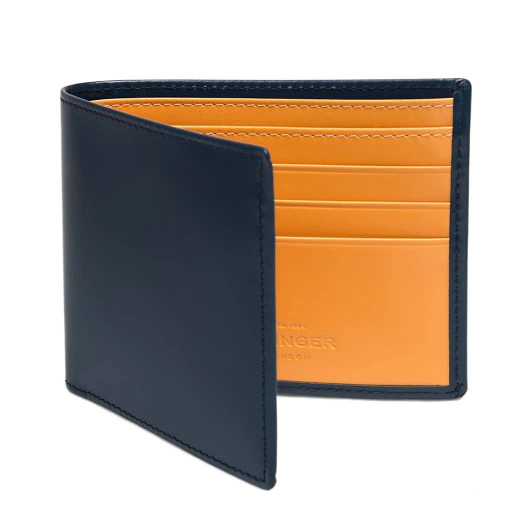 Ettinger Bridle Hide Billfold Leather Wallet with 6 CC Slots Leather Wallet Ettinger Petrol Blue