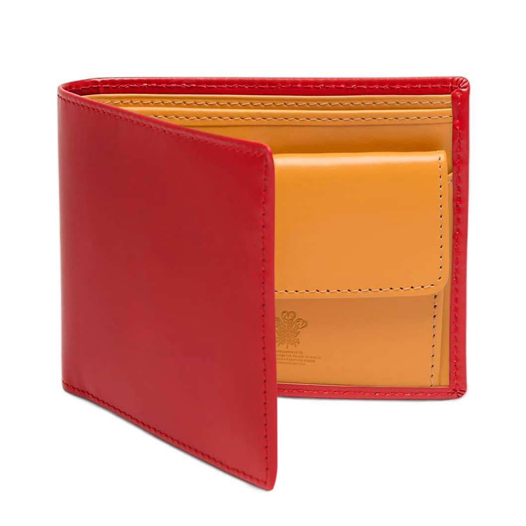 Ettinger Bridle Hide Billfold with 3 Credit Card Slots and Coin Purse Leather Wallet Ettinger Red