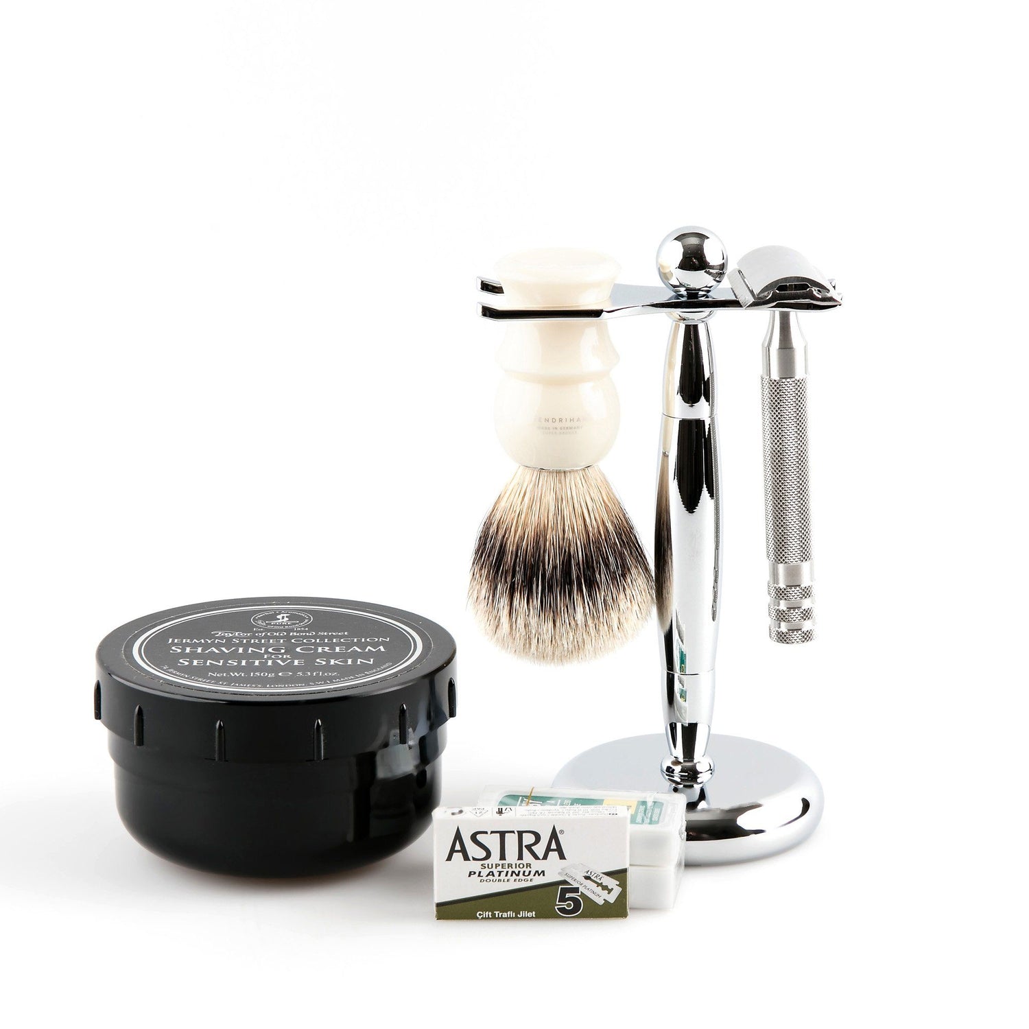 5-Piece Wet Shaving Set with Fendrihan Full Stainless Steel Safety Razor, Save $25 Shaving Kit Fendrihan Ivory Artist