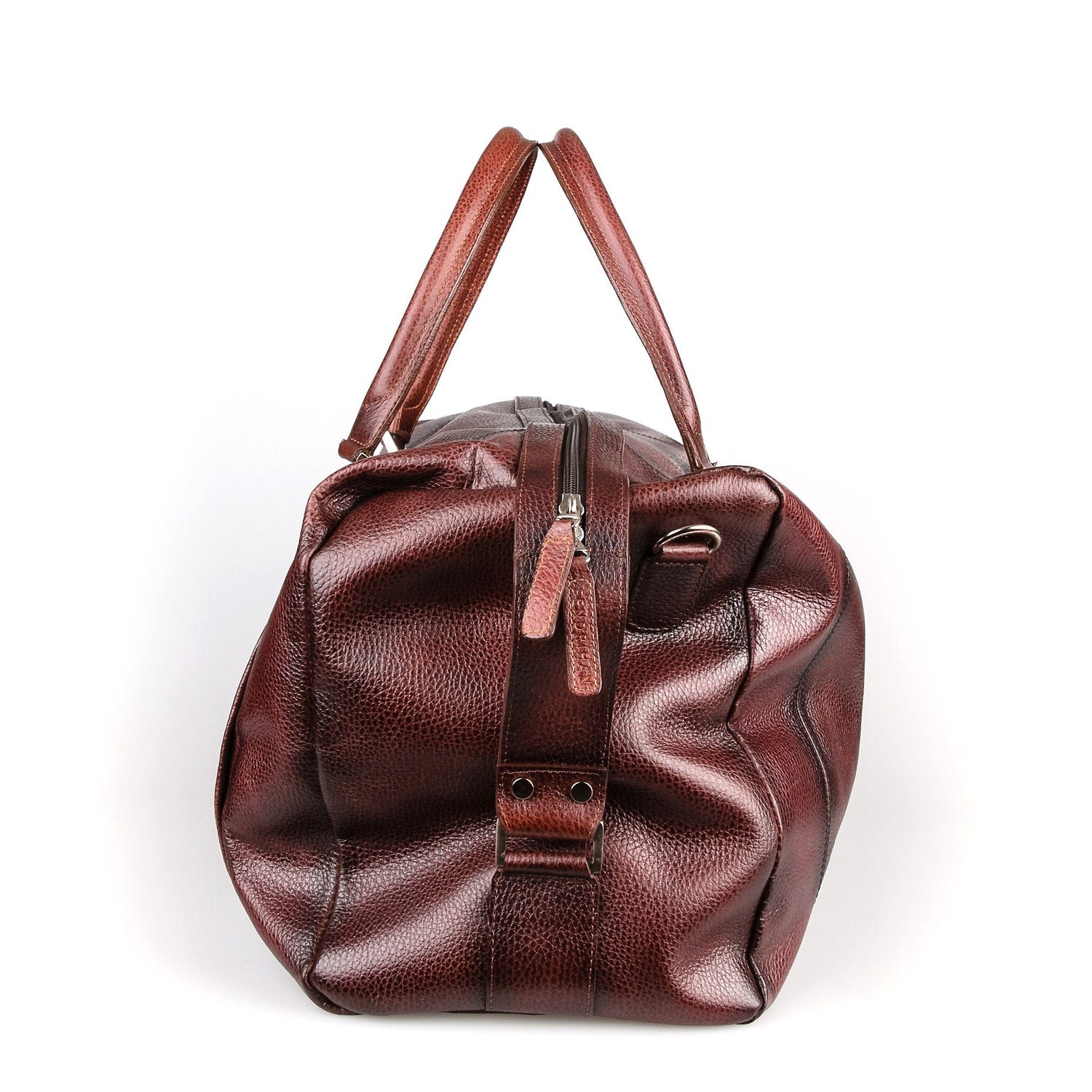 Fendrihan Pebbled Leather Travel Bag, Brandy Leather Briefcase Fendrihan