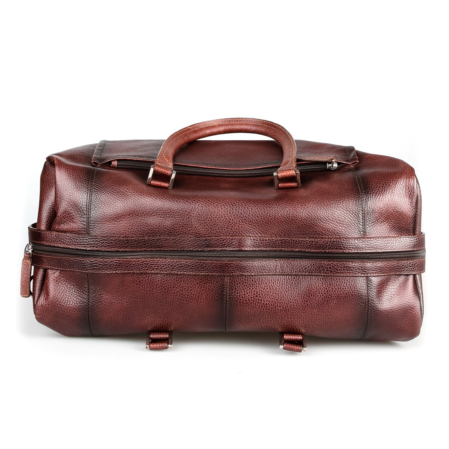 Fendrihan Pebbled Leather Travel Bag, Brandy Leather Briefcase Fendrihan