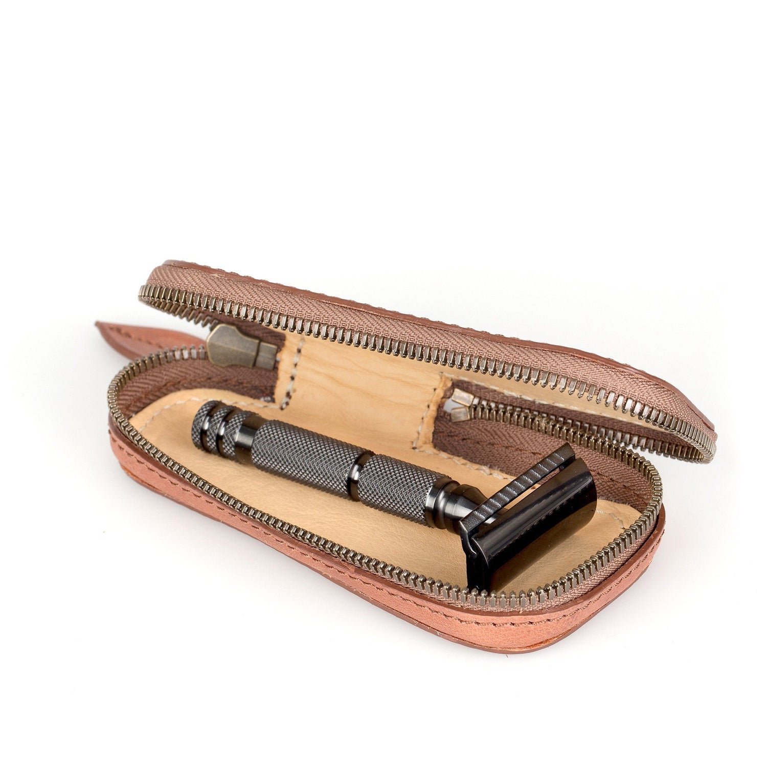 Fendrihan Leather Zip Safety Razor Case by Ruitertassen and Fendrihan Stainless Steel Razor, Save $10 Razor Case Fendrihan