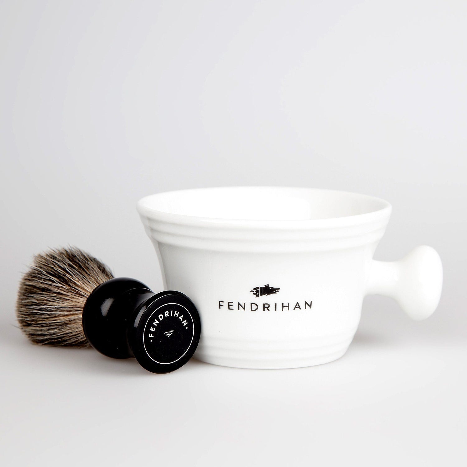 Fendrihan Pure Badger Shaving Brush and Porcelain Shaving Bowl, Save $10 Shaving Kit Fendrihan