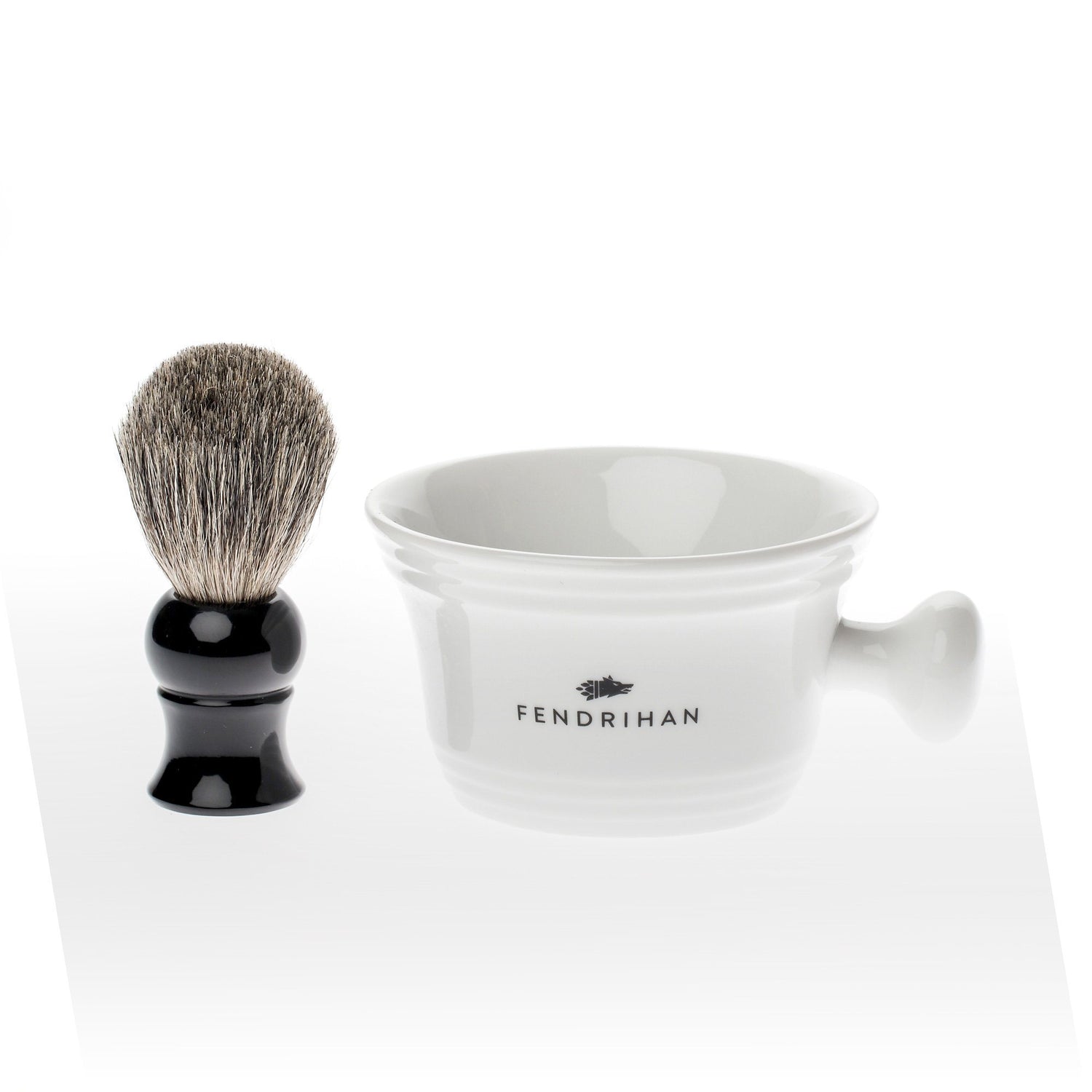 Fendrihan Pure Badger Shaving Brush and Porcelain Shaving Bowl, Save $10 Shaving Kit Fendrihan