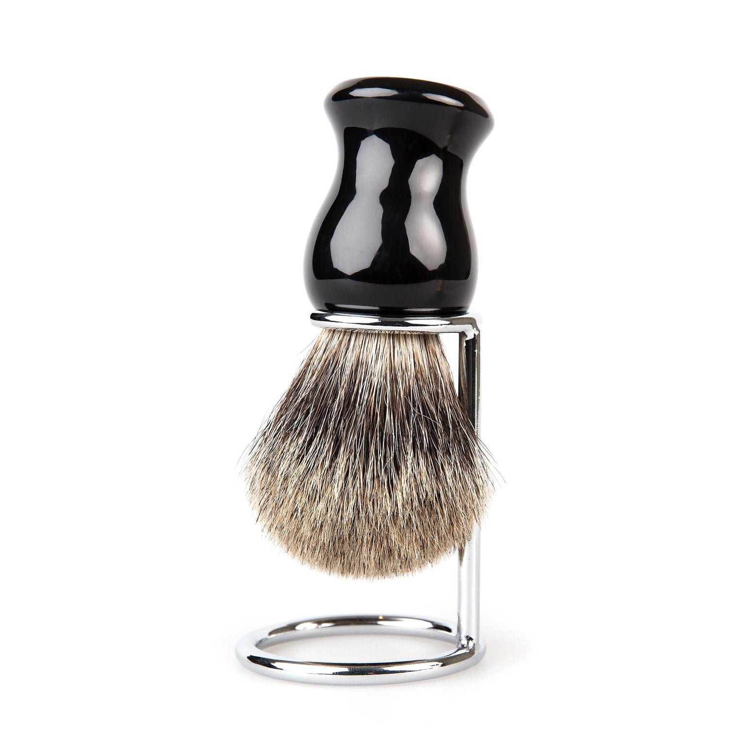 Fendrihan Classic Pure Grey Badger Shaving Brush & Metal Stand Badger Bristles Shaving Brush Fendrihan Black