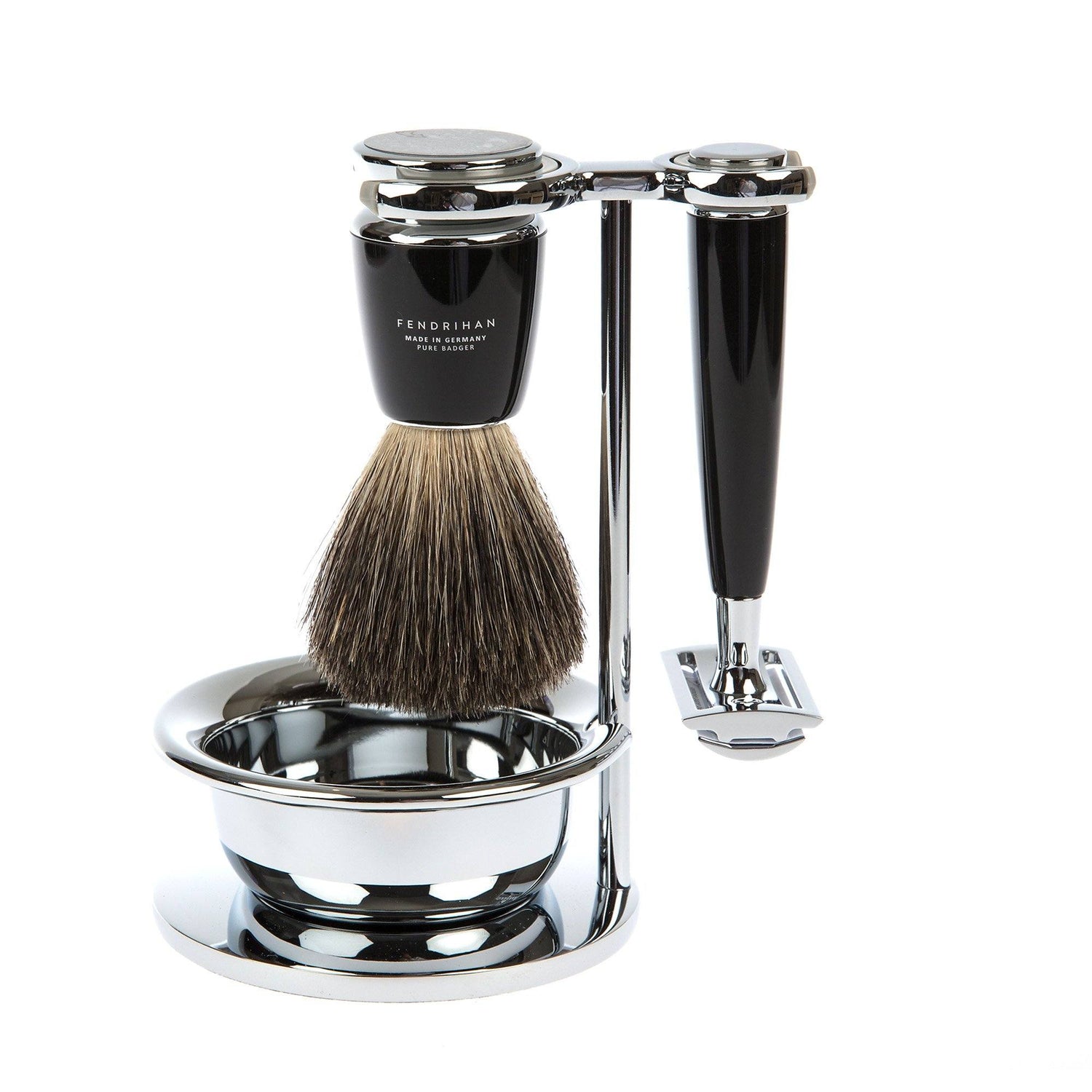 Fendrihan 4-Piece Shaving Set with Safety Razor and Pure Badger Brush Shaving Kit Fendrihan Black