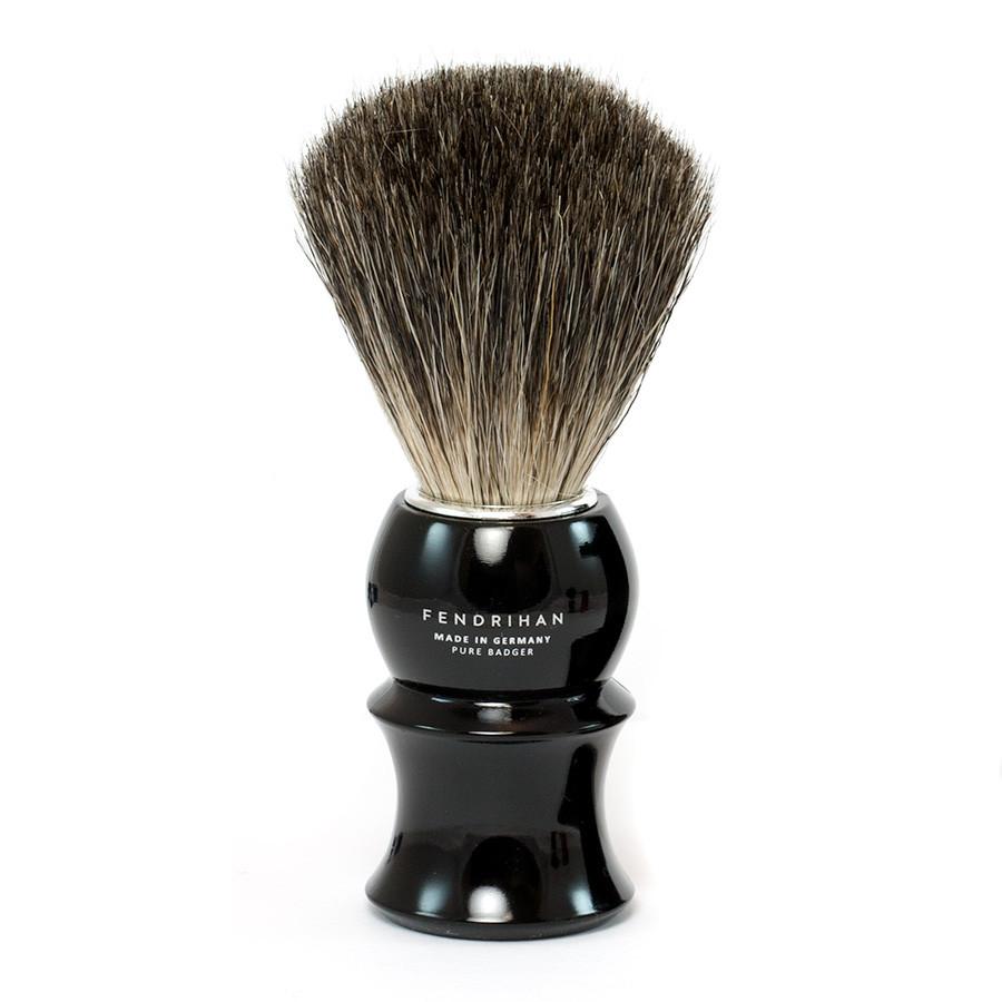 Fendrihan Pure Badger Shaving Brush with Stand, Black Handle Badger Bristles Shaving Brush Fendrihan