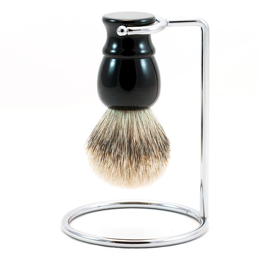 Fendrihan Classic Silvertip Shaving Brush & Metal Stand Badger Bristles Shaving Brush Fendrihan Black
