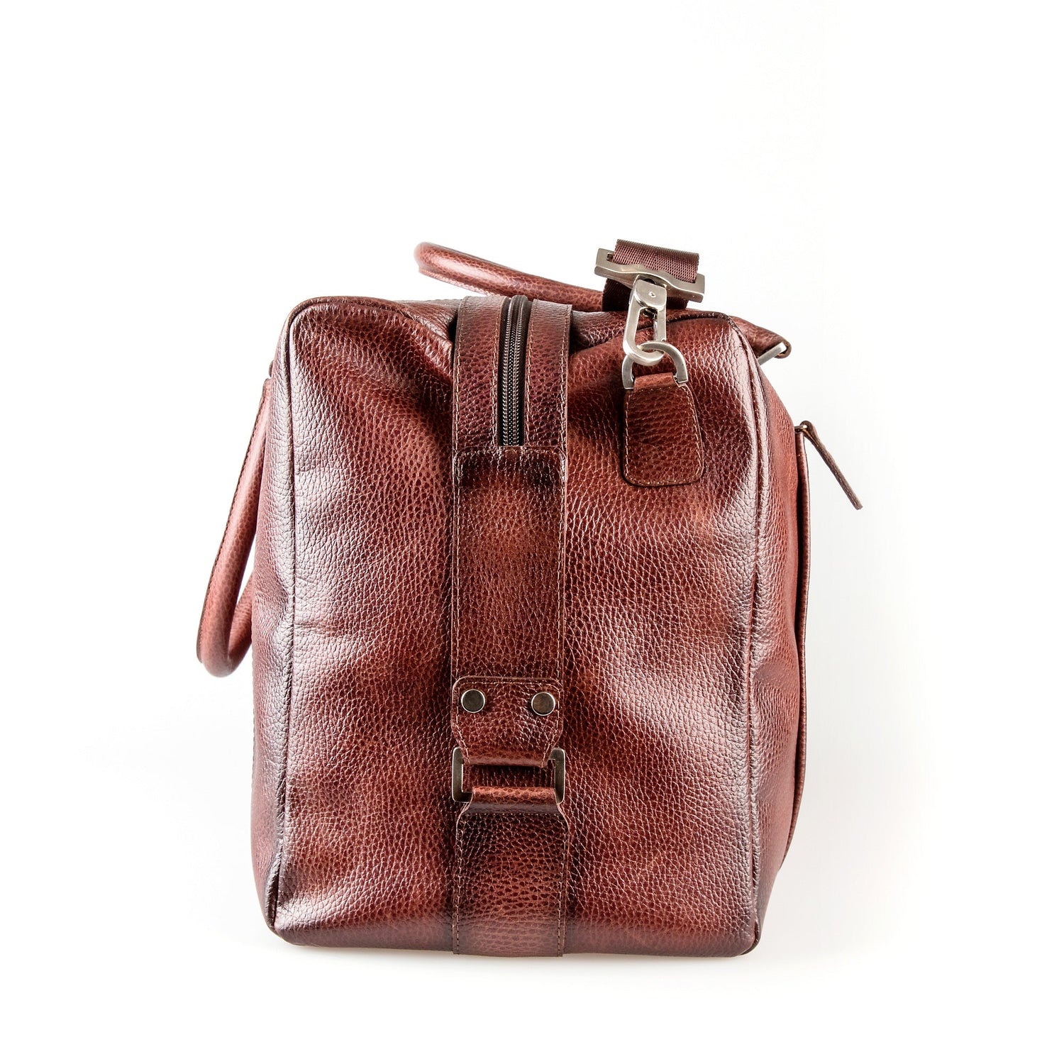 Fendrihan Pebbled Leather Travel Bag, Brandy Leather Briefcase Fendrihan