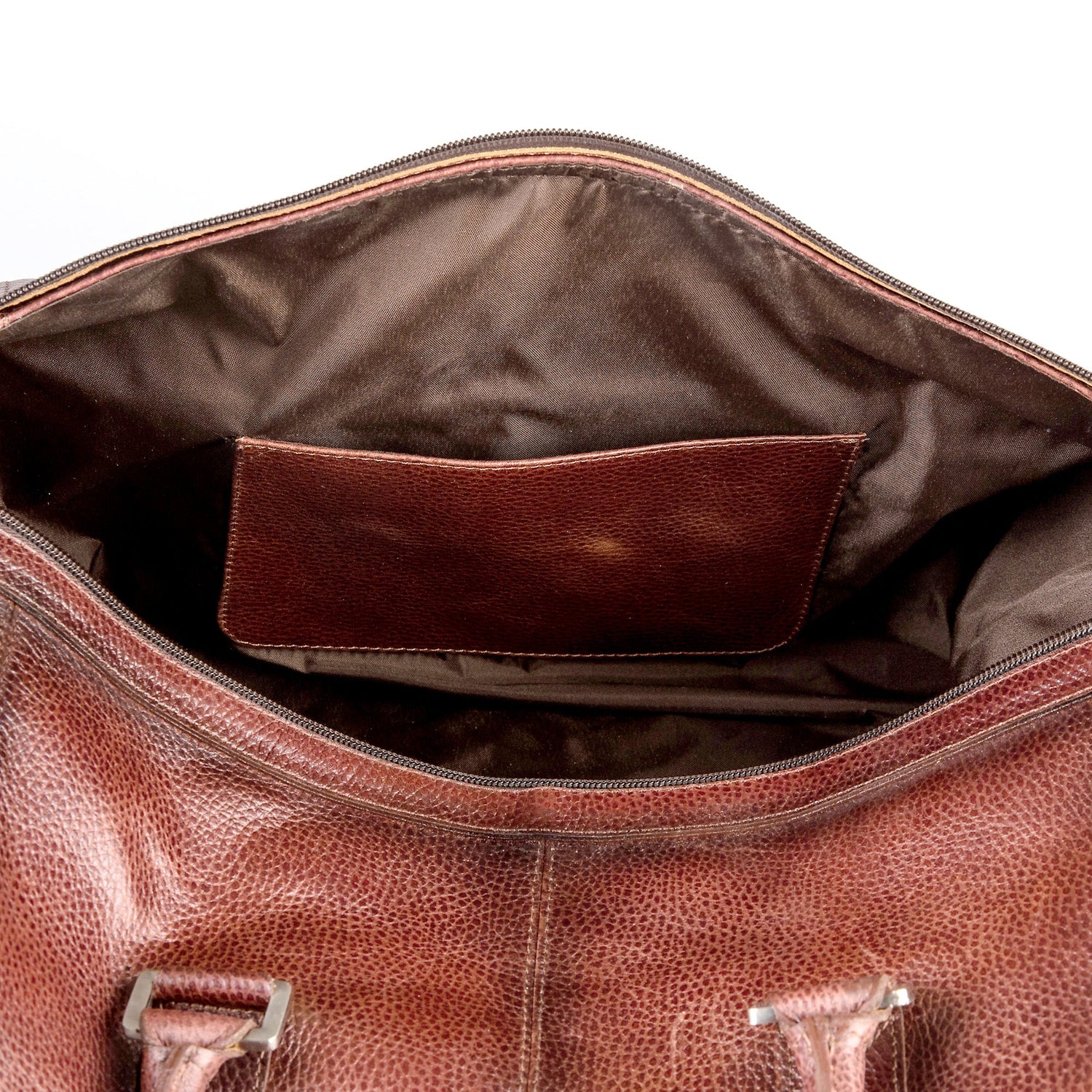 Fendrihan Pebbled Leather Travel Bag, Brandy Leather Briefcase Fendrihan
