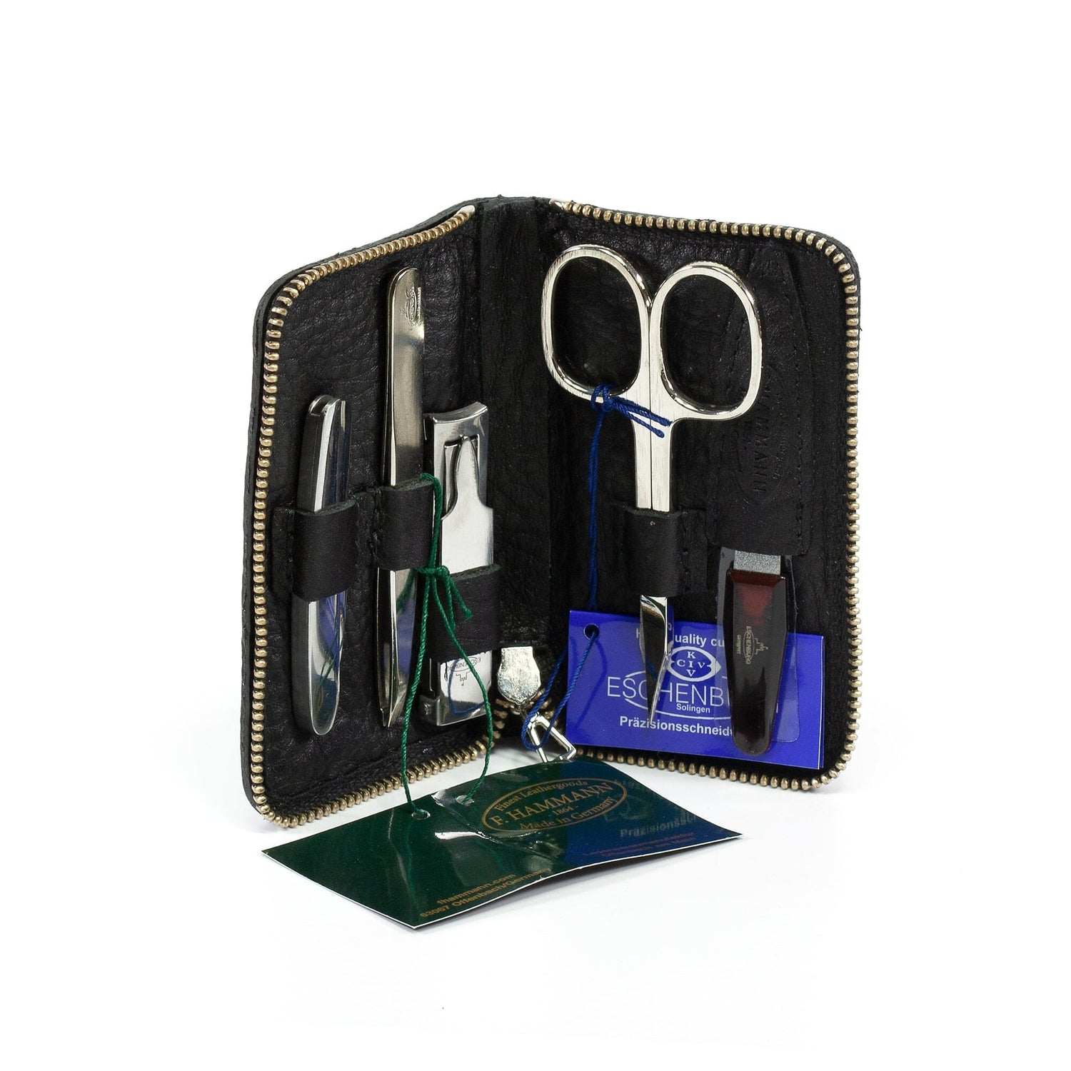 F. Hammann 5-Piece Travel Manicure Set with Leather Case Manicure Set F. Hammann Black