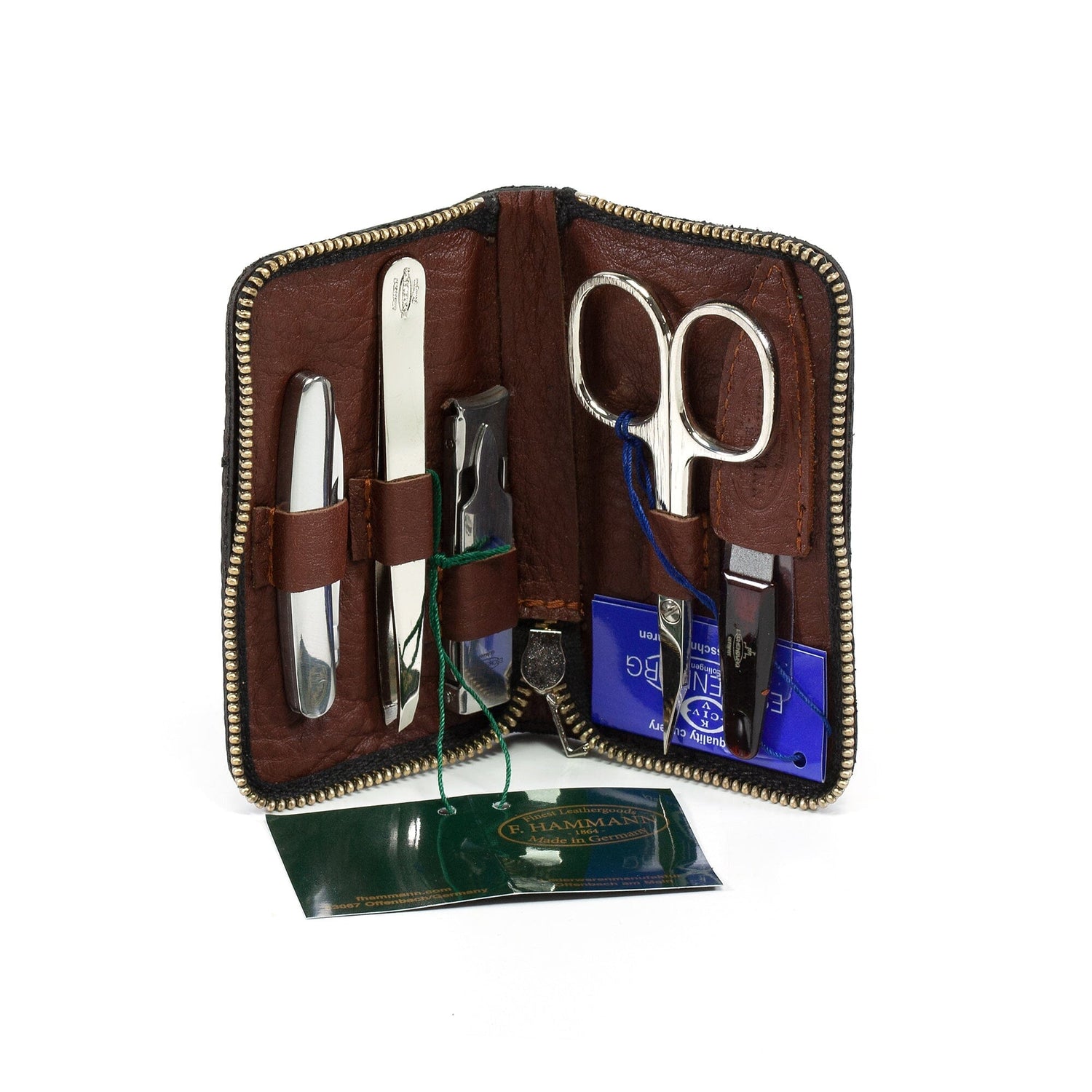 F. Hammann 5-Piece Travel Manicure Set with Leather Case Manicure Set F. Hammann Havana