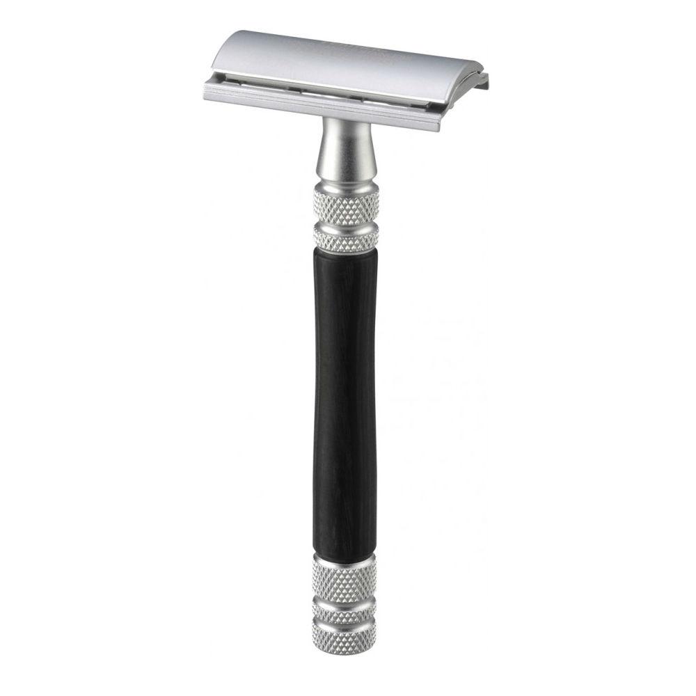 Feather WS-D2S Double Edge Stainless Steel and Wood Safety Razor, with Stand Double Edge Safety Razor Feather