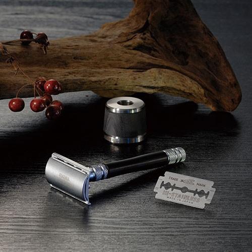 Feather WS-D2S Double Edge Stainless Steel and Wood Safety Razor, with Stand Double Edge Safety Razor Feather