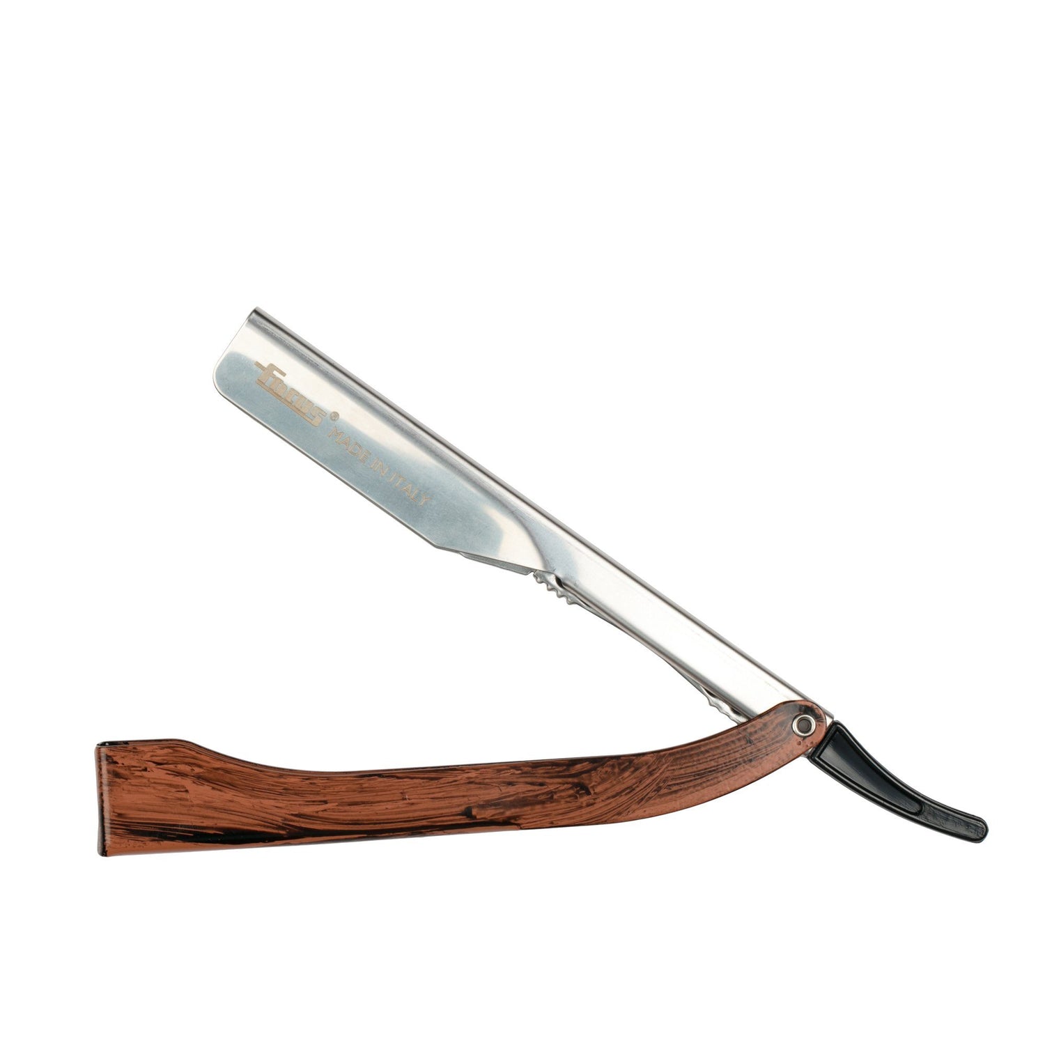 Focus R21 Inox Color Shavette Straight Razor, Stainless Steel, Made in Italy Shavette Focus Wood Grain
