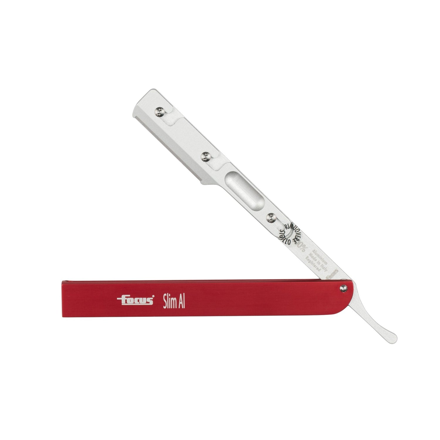 Focus Slim AL Aluminum Replaceable Blades Straight Razor, Made in Italy Shavette Focus Red