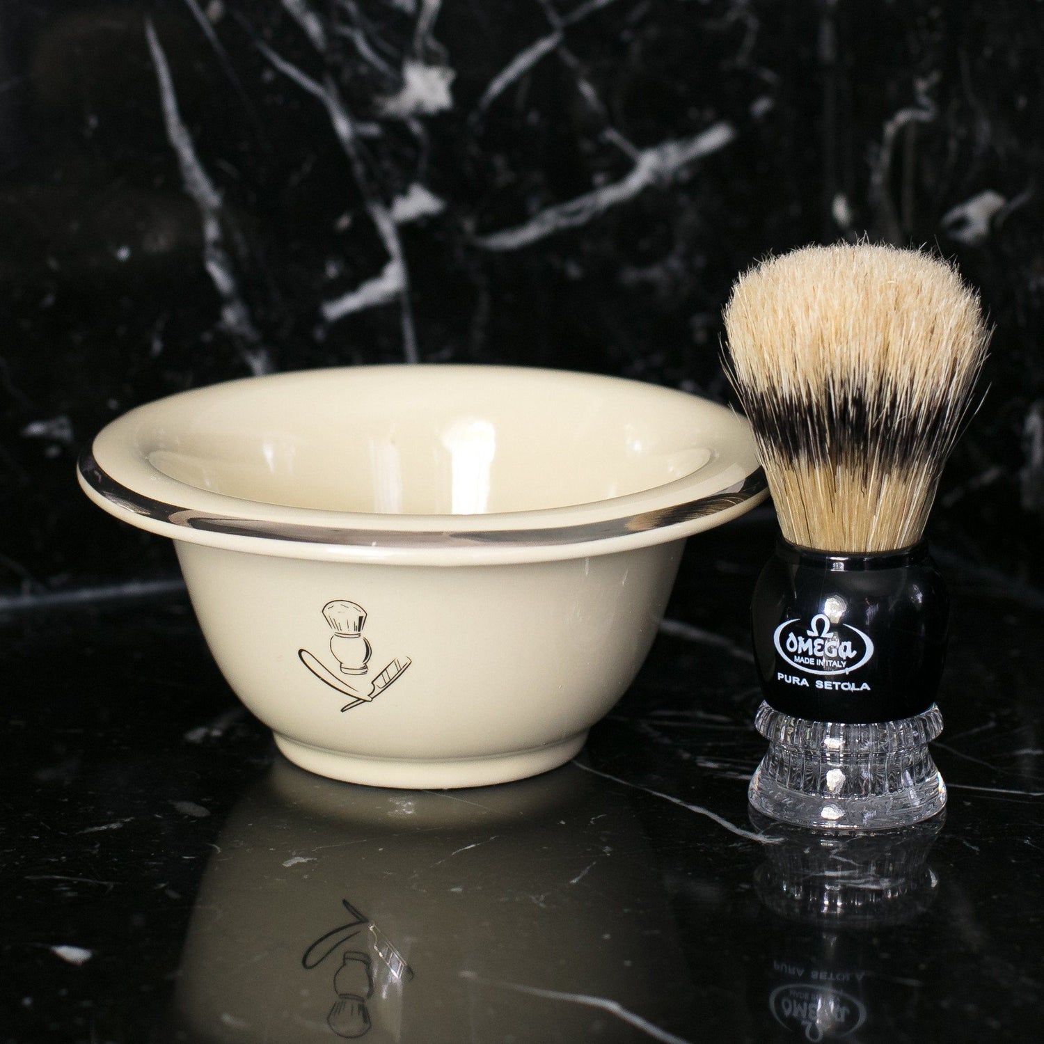 Omega 10275 Banded Boar Bristles Shaving Brush, Acrylic Handle Boar Bristles Shaving Brush Omega