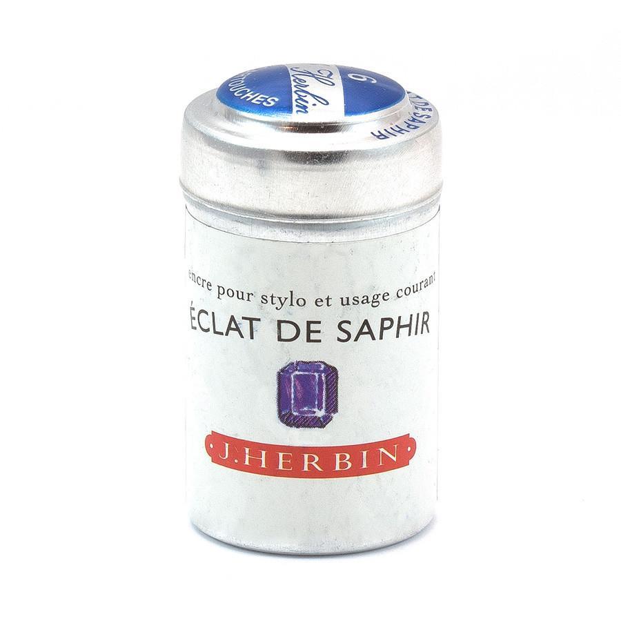 J. Herbin Fountain Pen Ink Cartridges, 6-Pack Tin Ink Refill J. Herbin Sapphire Blue