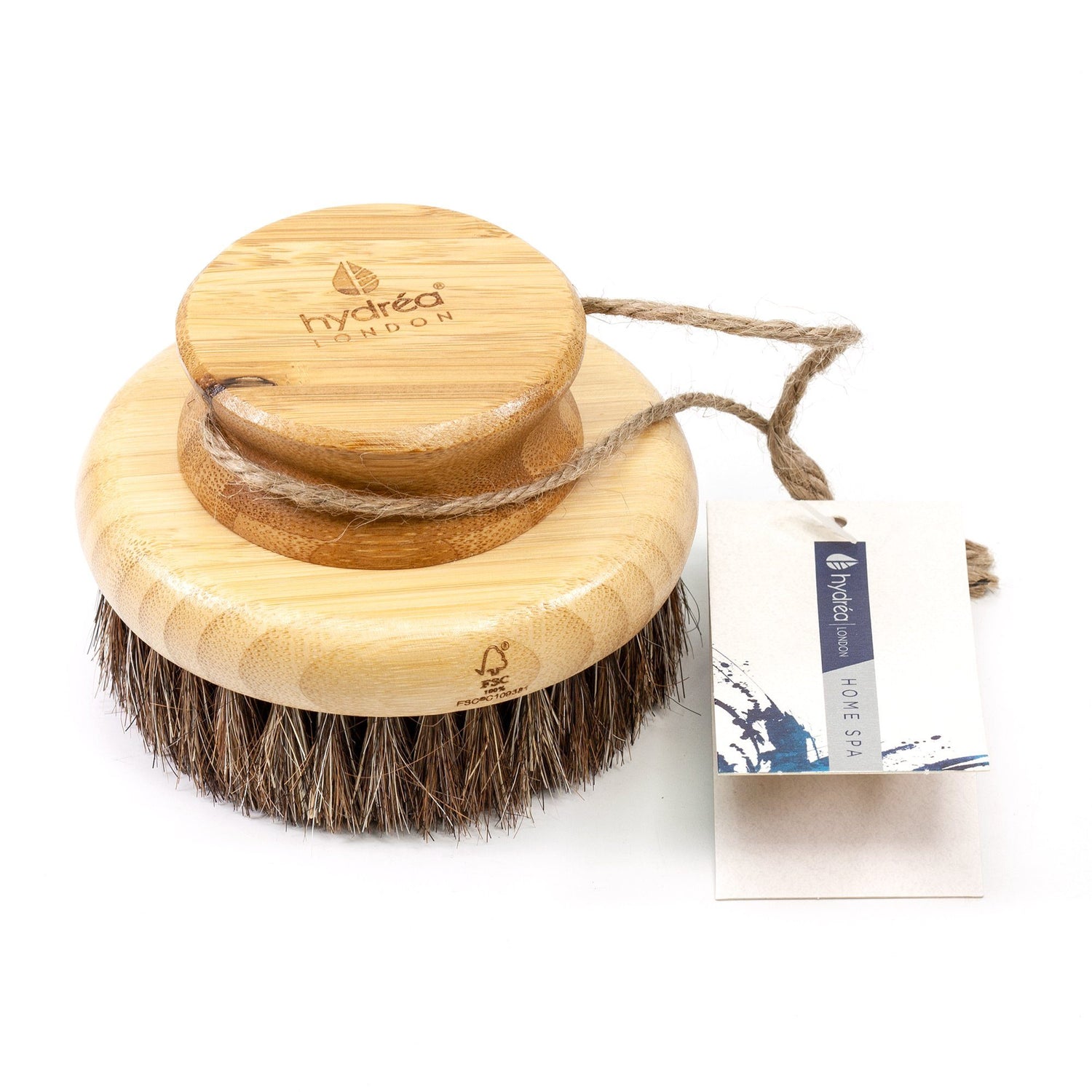 Hydrea London Head and Body Brush, Horse Hair and Cactus Bristles with Bamboo Handle Body Brush The Natural Sea Sponge Co