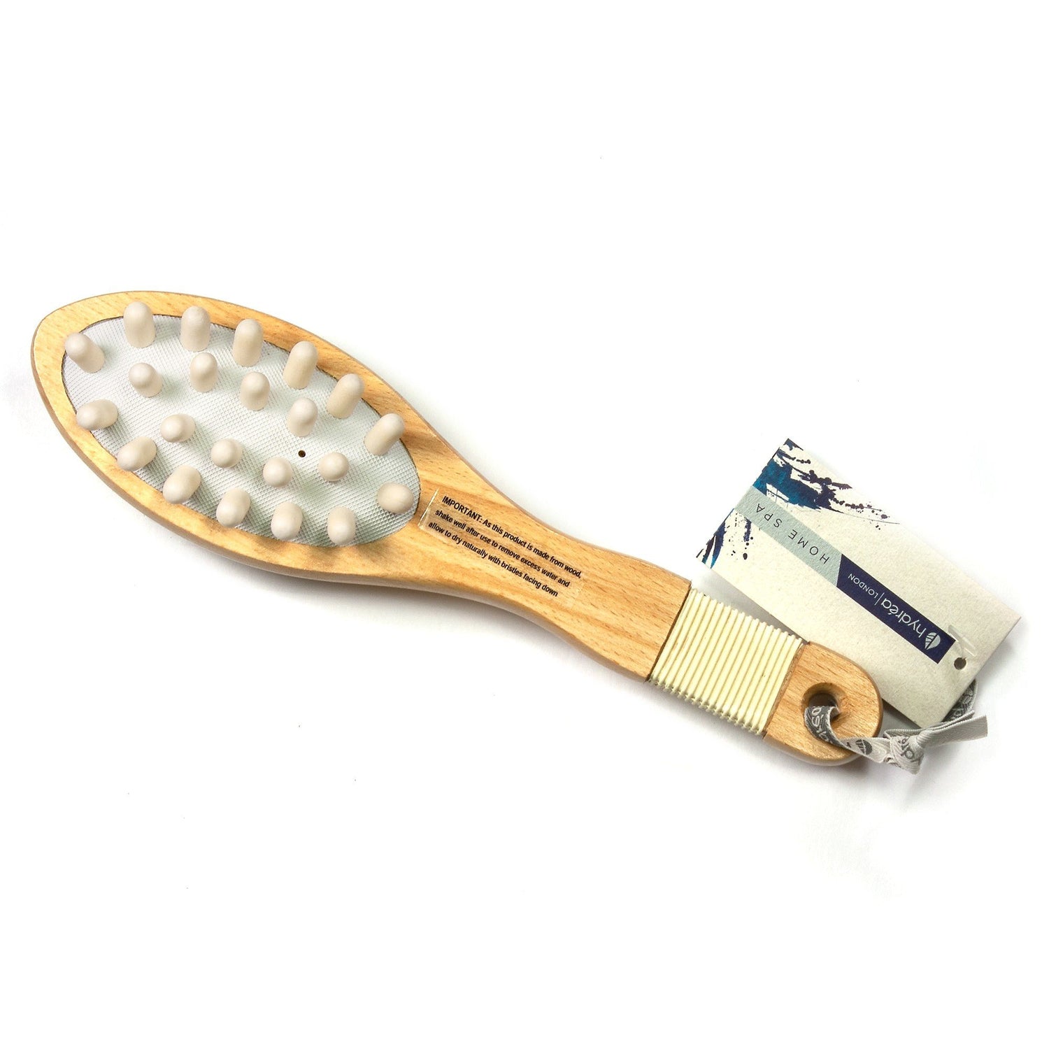 Hydrea London Pure Bristle Bath and Massage Brush, FSC Beechwood with Rubber Grip Bath Brush The Natural Sea Sponge Co