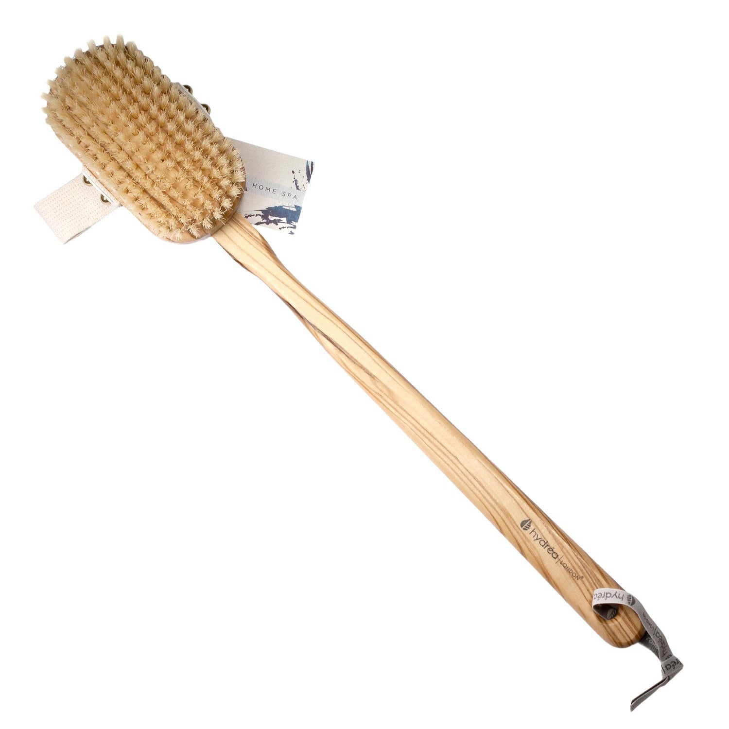 Hydrea London Pure Bristle Bath Brush, Olive Wood Detachable Handle Bath Brush The Natural Sea Sponge Co