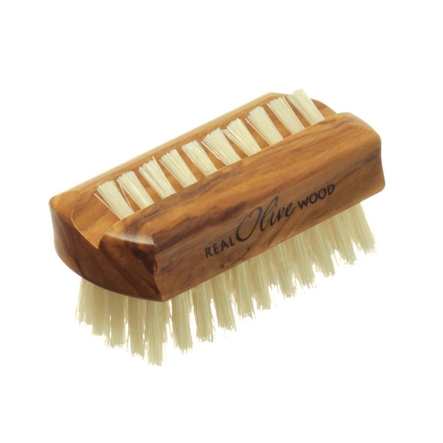 Hydrea London Dual-Sided Olive Wood Nail Brush with Pure Bristle, Travel Size Nail Brush The Natural Sea Sponge Co