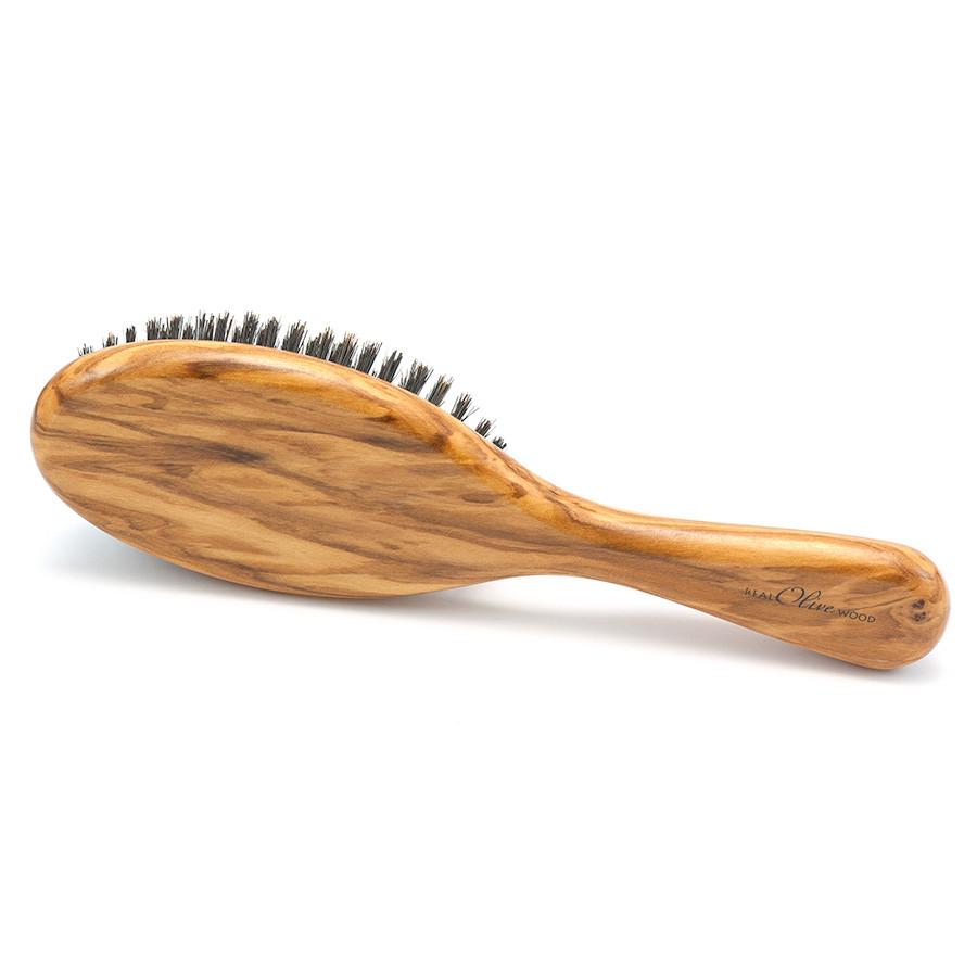 Hydrea London Olive Wood Oval Hair Brush With Pure Wild Boar Bristle and Rubber Cushion Hair Brush The Natural Sea Sponge Co