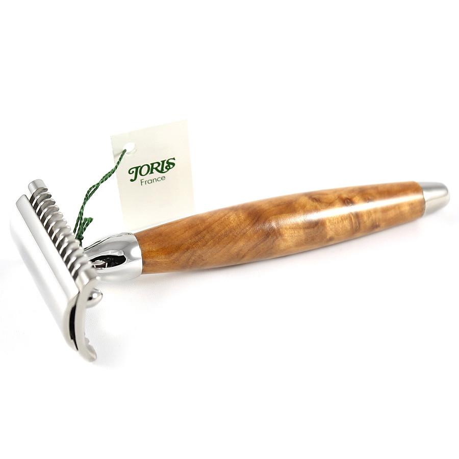 Joris Palladium Plated Classic Double-Edge Safety Razor, Thuja Wood Handle Double Edge Safety Razor Plisson - Joris