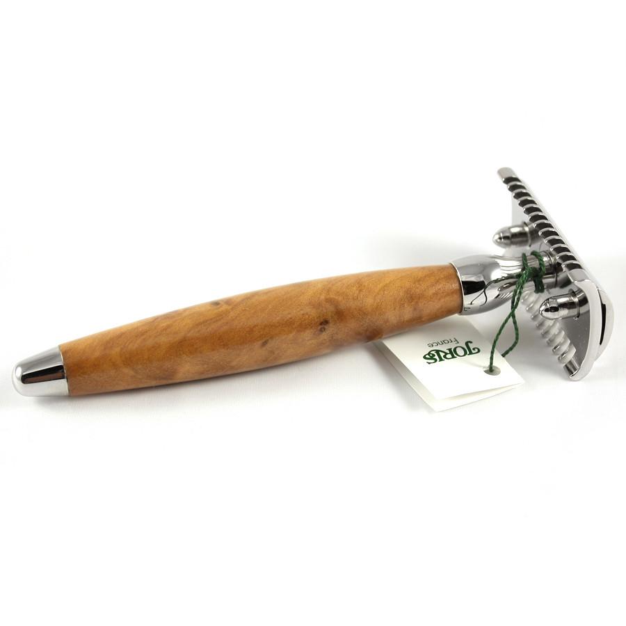 Joris Palladium Plated Classic Double-Edge Safety Razor, Thuja Wood Handle Double Edge Safety Razor Plisson - Joris