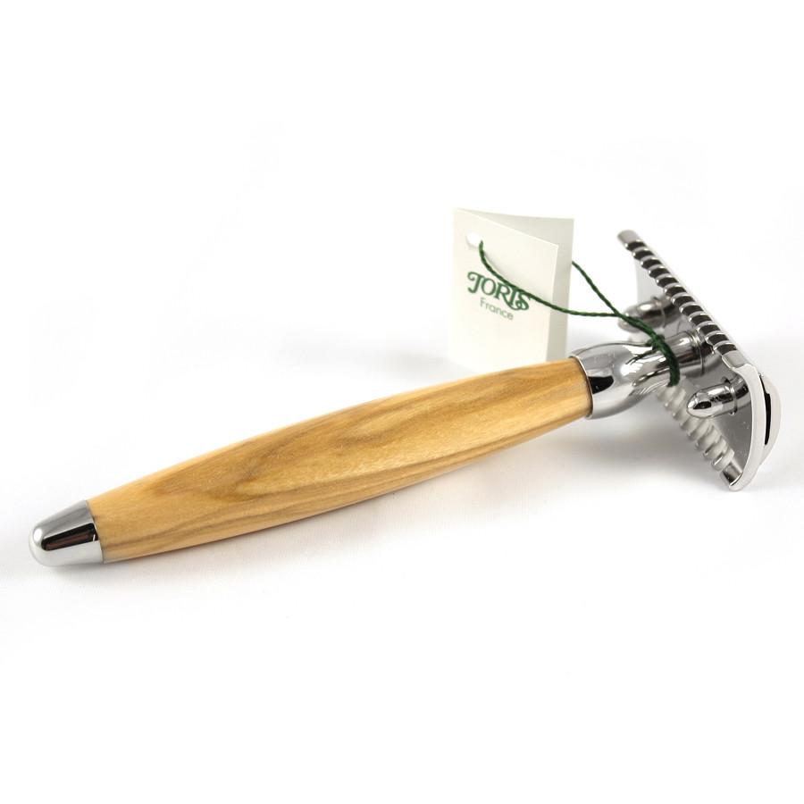 Joris Palladium Plated Classic Double-Edge Safety Razor, Olivewood Handle Double Edge Safety Razor Plisson - Joris