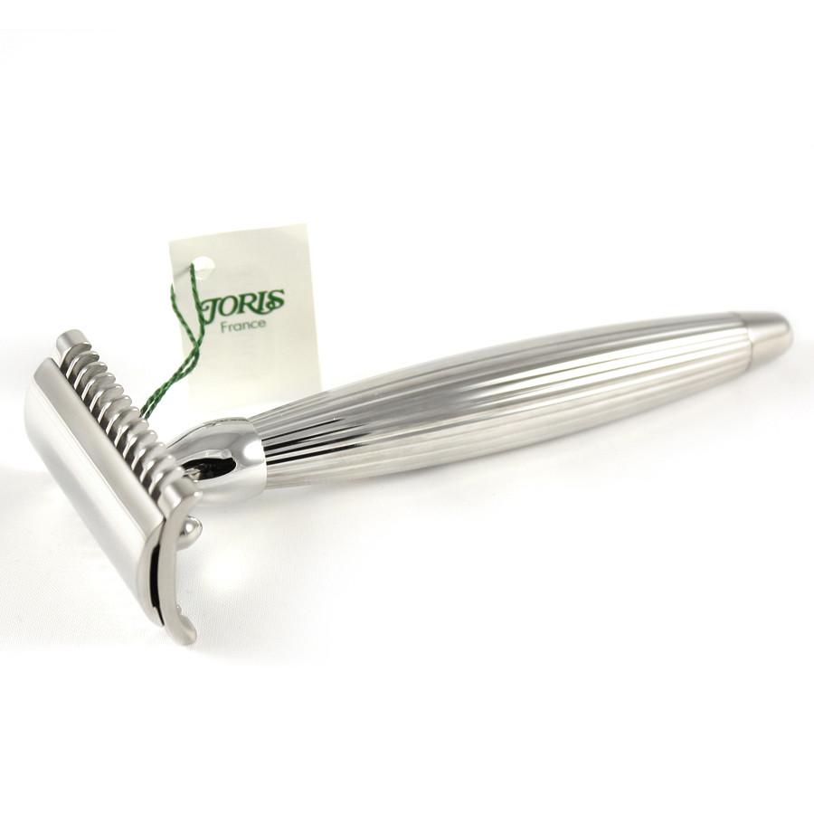 Joris Palladium Plated Classic Open Comb Double-Edge Safety Razor, Lined Handle Double Edge Safety Razor Plisson - Joris