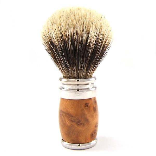 Joris European White Badger Shaving Brush, Thuja Wood Badger Bristles Shaving Brush Plisson - Joris