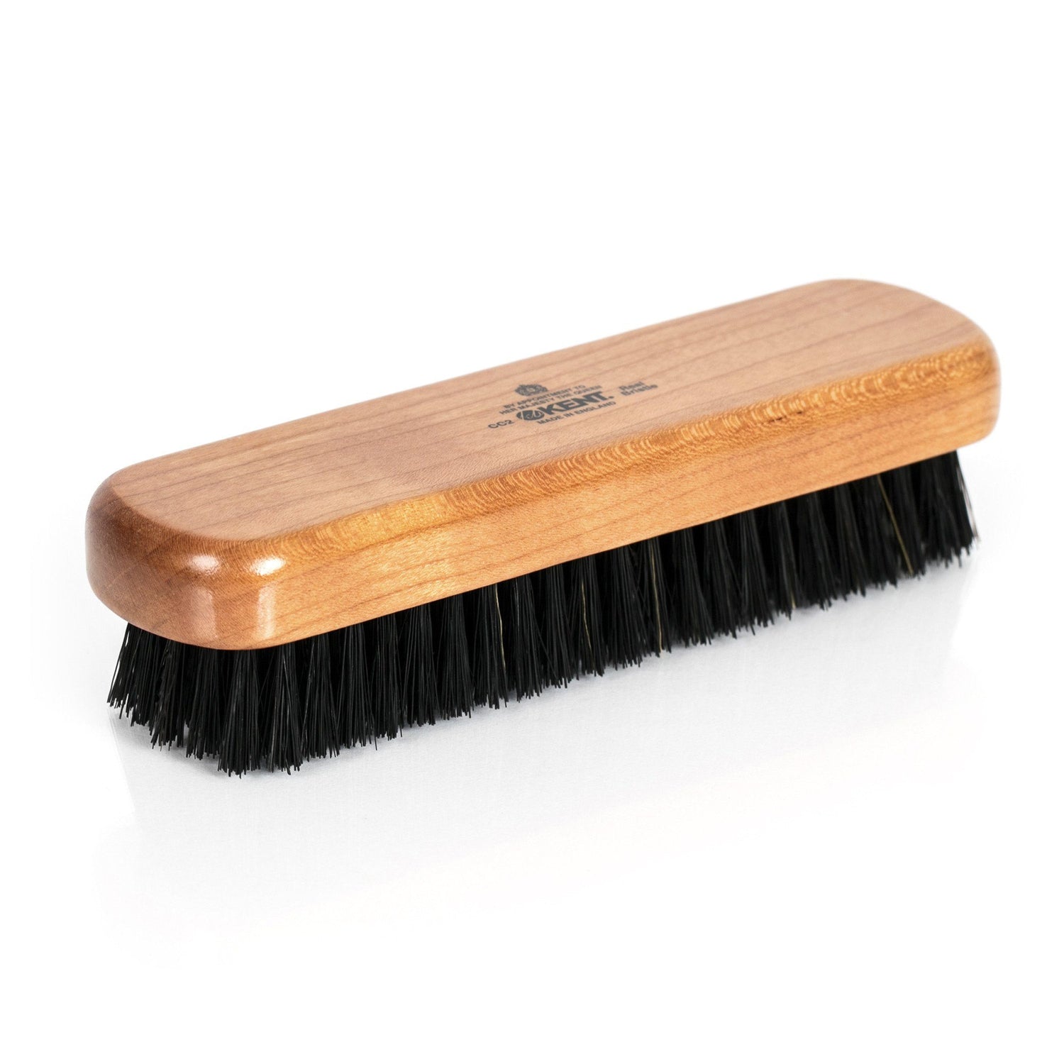 Kent CC2 Pure Black Bristle Travel Clothes Brush, Cherrywood Clothes Brush Kent