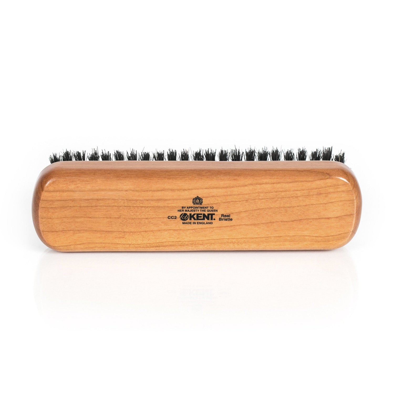 Kent CC2 Pure Black Bristle Travel Clothes Brush, Cherrywood Clothes Brush Kent